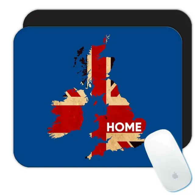 Gift Mousepad : United Kingdom Map HOME British England Flag Expat Country