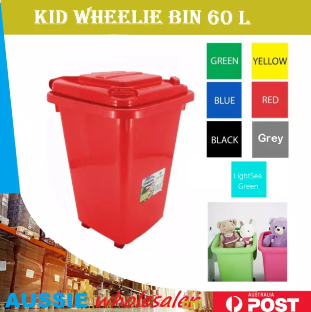 Au 32L 60L PLASTIC WHEELIE STORAGE BINS KIDS TOY STORAGE BIN