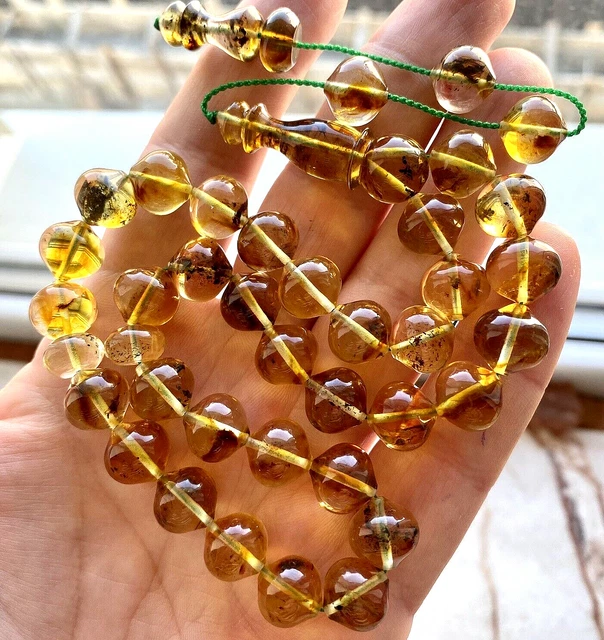 Chapelet De Prière Islamique – Ambre Pur – Jaune D'œuf – Fait Main – Pologne