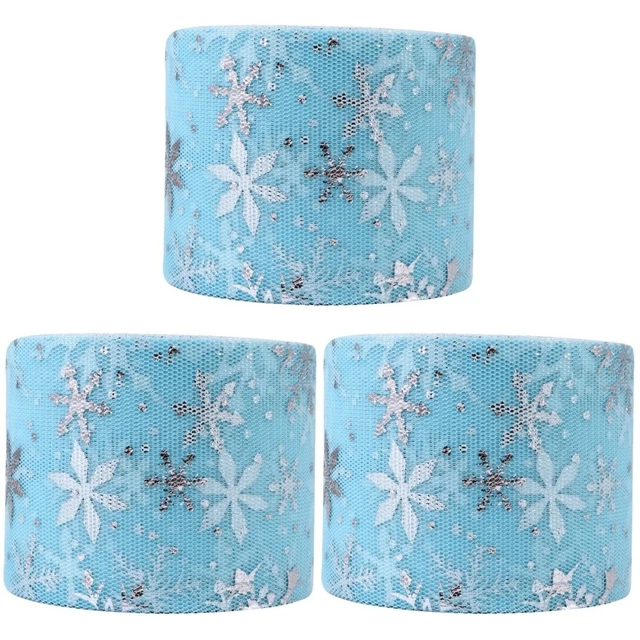 3 Sets Schneeflocke Tüll Stoff Breite Tüll Rollen Weihnachten Tüll Rolle