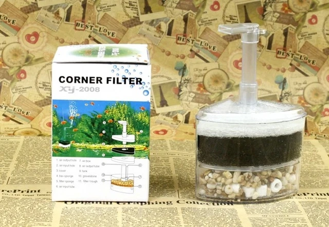 Fish Tank Aquarium Pump Air Driven Bio Corner Filter Sponge Fry Betta nano tank 3