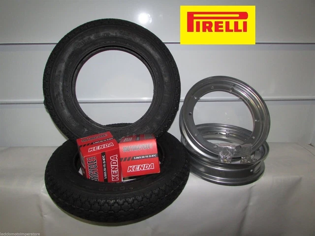 KIT 3 RUOTE Complete Gomme Camere Cerchi 3 00 10 Piaggio Vespa 50 Hp EUR 104,91 - IT