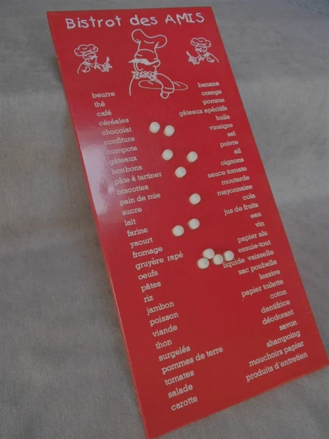 FRENCH Tole RED SHOPPING MEMO list Commissions Plaque Sign BISTROT  des AMIS
