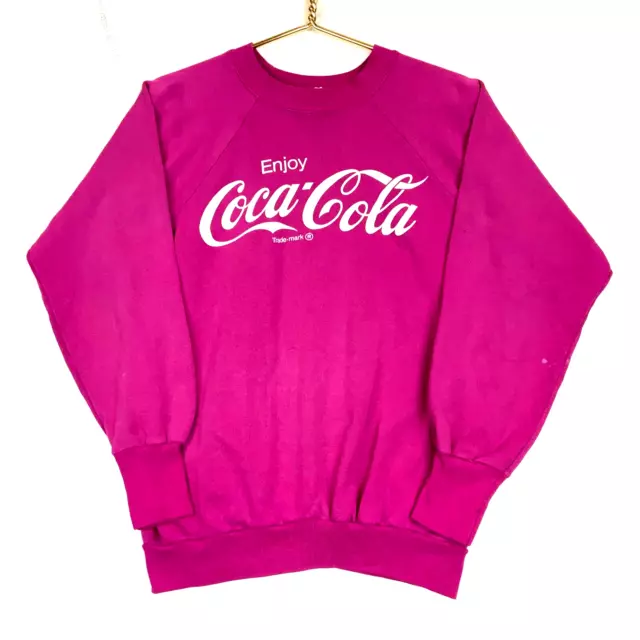 Vintage Enjoy Coca-Cola Women's Sweatshirt Crewneck Size Large Made In Usa Pink