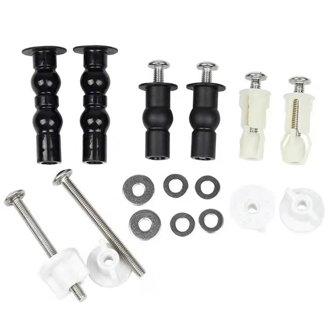 Juego de tornillos tapa de inodoro con tuerca extensible de acero inoxidable y tarjeta ABS