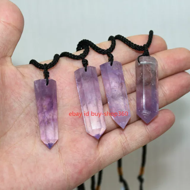 Natural Amethyst Pendant Crystal Stone Healing Gemstone Reiki Quartz Necklace