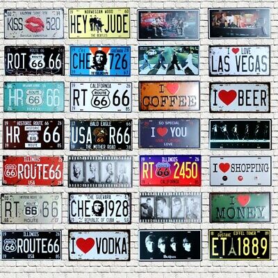 Metal Tin Signs Vintage License Plate Decor Plaque Home Pub Art Wall Poster