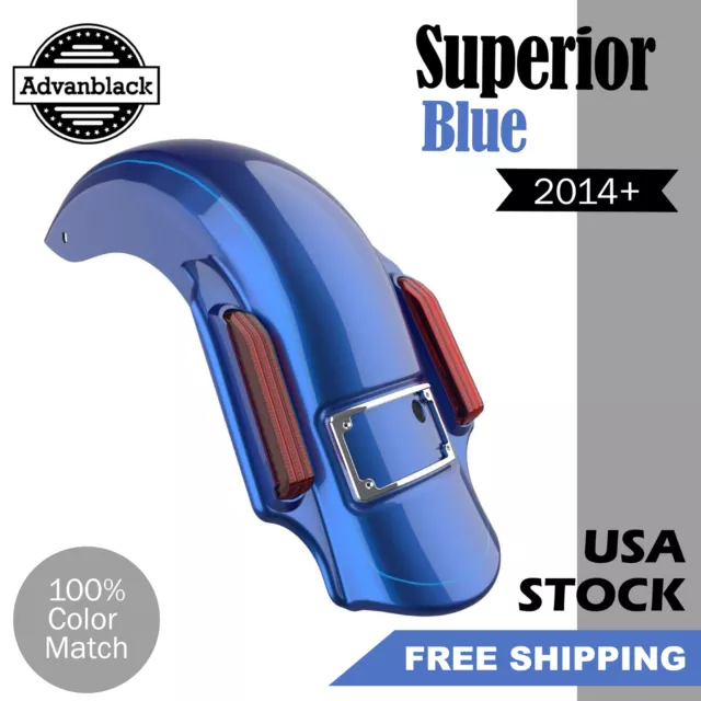 Superior Blue Dominator Stretched Rear Fender Pinstripes For Harley Touring 14+