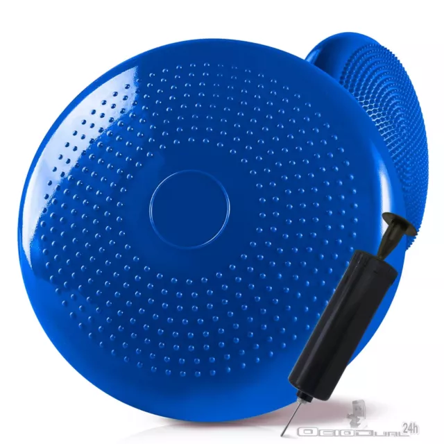 Cojin Hinchable con Bomba de Inflado Goma Flex para Fitness Yoga Pilates Azul