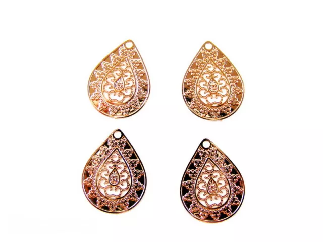 Filigrane Verbinder Ornament Tropfen 20 x 16 mm roségold Boho-Stil