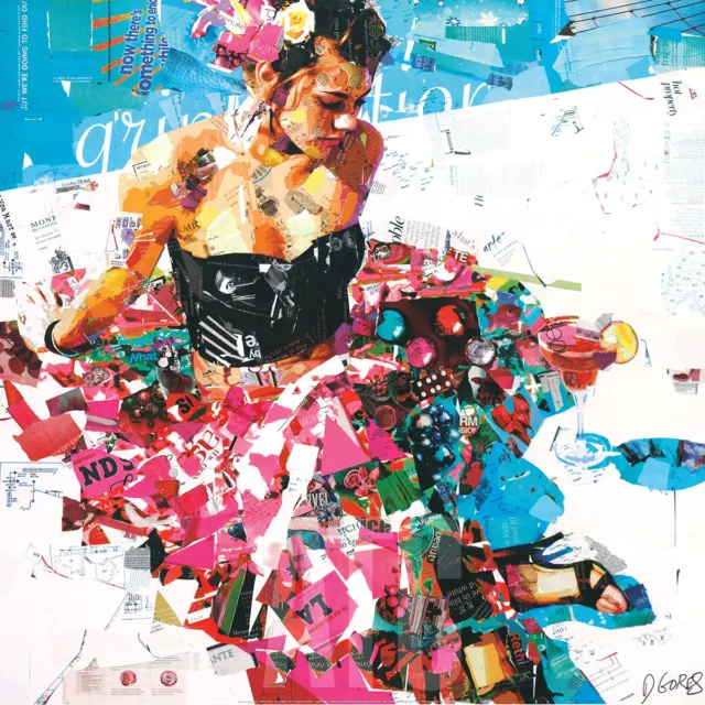 27W"x27H" ALL SUMMER LONG by DEREK GORES - LADY DRESS MONTAGE CHOICES of CANVAS