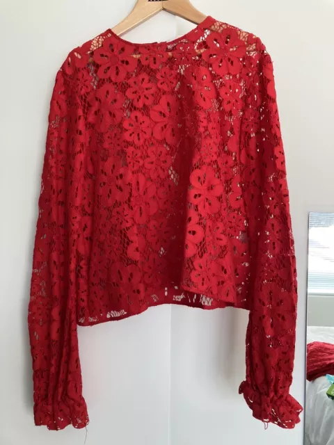 Scanlan Theodore Red Lace Top Sz 8 (Selling Skirt In Sz 6 Separately )