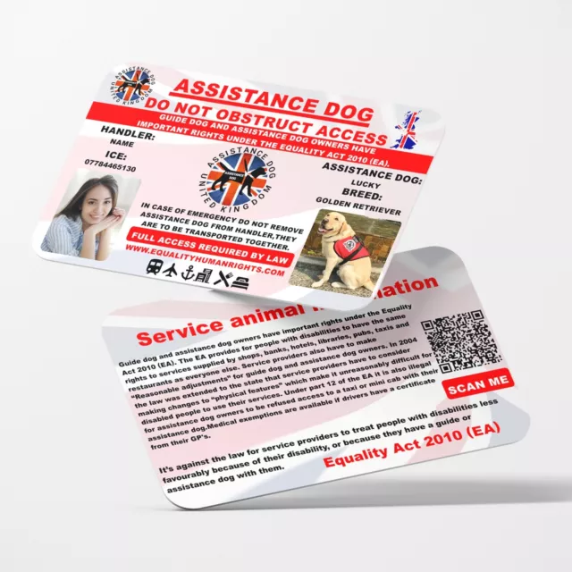 Assistance Dog Personalized Photo ID Card with Your and You Pet Photo and Detail