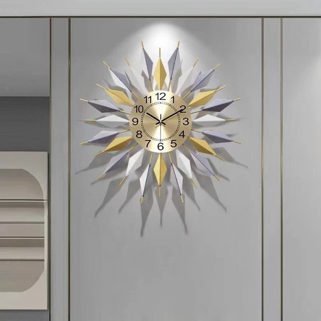 Grande horloge murale créative chiffres arabes cadran en métal silencieux