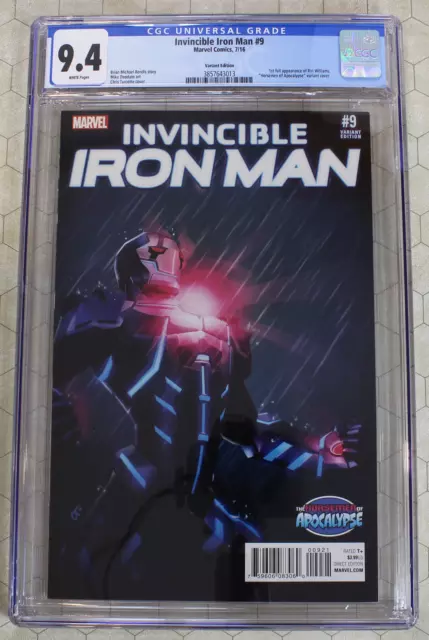 INVINCIBLE IRON MAN #9 CGC 9.4 (2016) VARIANT cover, 1st full RIRI WILLIAMS (Mar