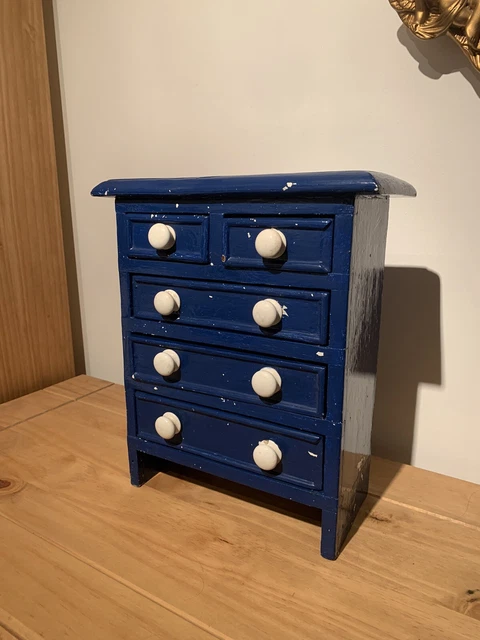 Antique 2 Over 3 Miniature Pine Chest Of Drawers-Apprentice Piece-Furniture