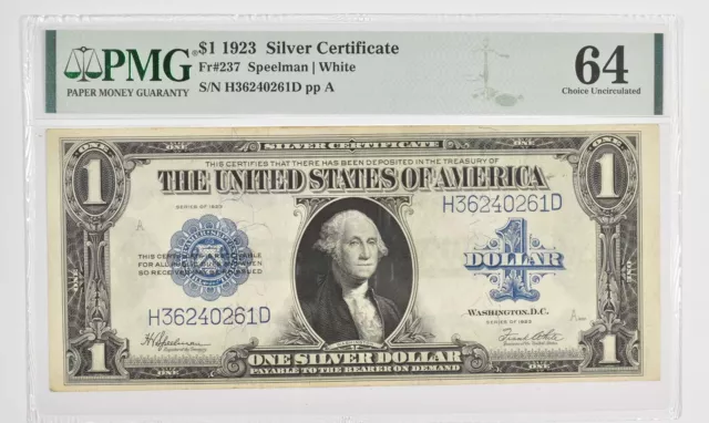 $1 1923 Silver Certificate - Large Note - PMG - 64 Choice UNC Fr# 237 *1006