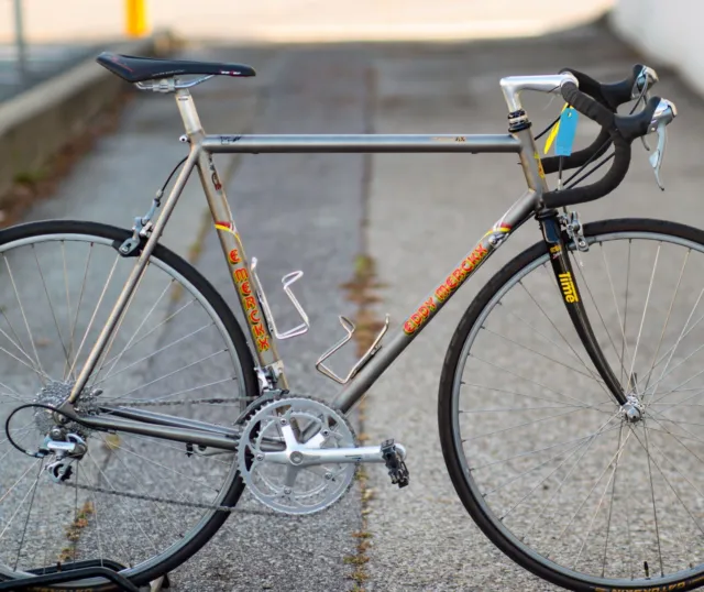 Eddy Merckx Vintage Titanium AX Road Bike Shimano 600 Tricolor, Carbon Fork 57cm