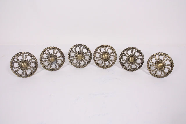 Antique Brass Metal 3" Screw In Lot of Curtain Tie Backs Ornate