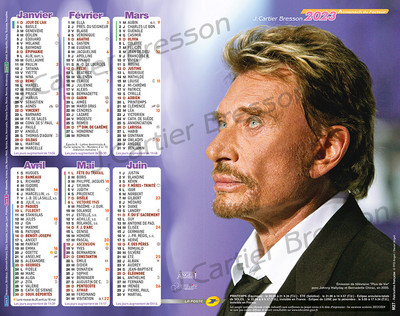 CALENDRIER LA POSTE JOHNNY HALLYDAY/YVES RENIER 2023 EUR 10,00