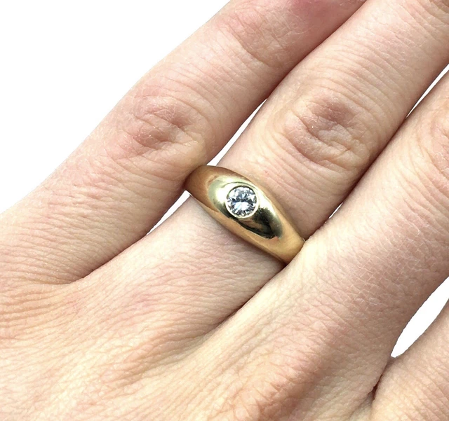 Bague Or Jaune 14 Carats Avec Diamant 0,27 Ct - Taille Brillante - Taille 62 Occasion