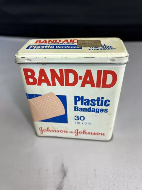 VTG BAND AID Tin 30 Sheer Bandages EMPTY 1983 Johnson & Johnson Set Prop