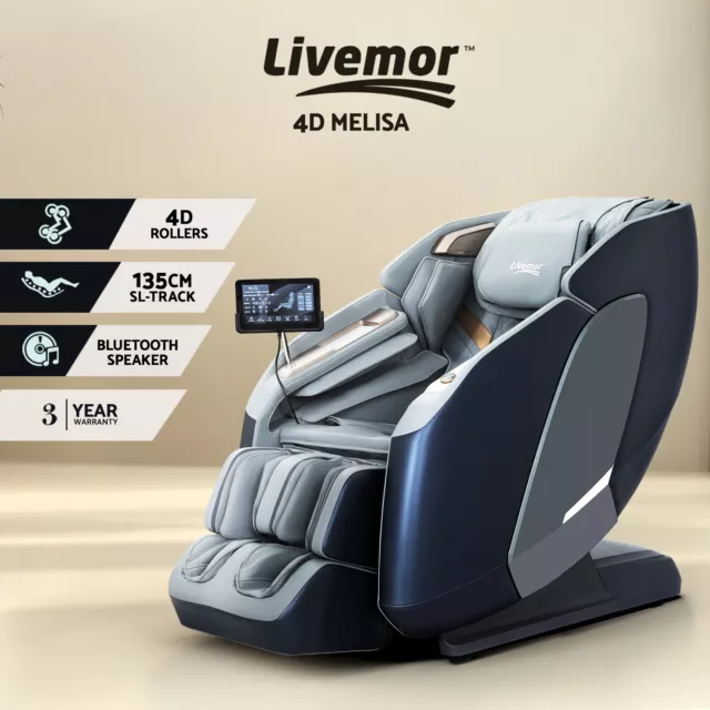 Livemor 4D Massage Chair Electric Recliner Double Core Mechanism Massager Melisa