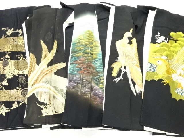 40932# Japanese Kimono / Antique Tomesode / Set Of 5