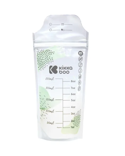 Bolsa de leche materna Kikkaboo 50 unidades 250 ml cantidad de llenado a prueba de fugas cremallera doble