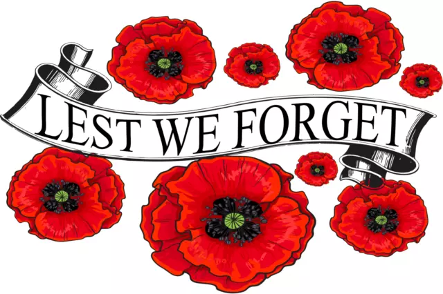 Lest We Forget Red Poppy Day November 11 Remembrance Armistice Day Sticker