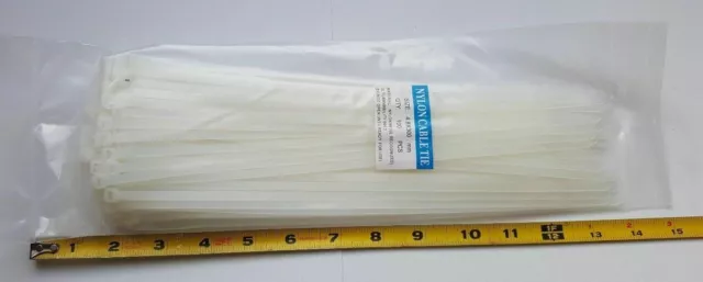 100 Pcs. White 12 Inch Cable Ties, Uv Weather Resistant, 50 Lb, 4.8X300Mm, Ul