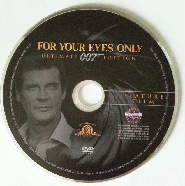 007 JAMES BOND For Your Eyes Only DVD Disc Only Roger Moore 4.44