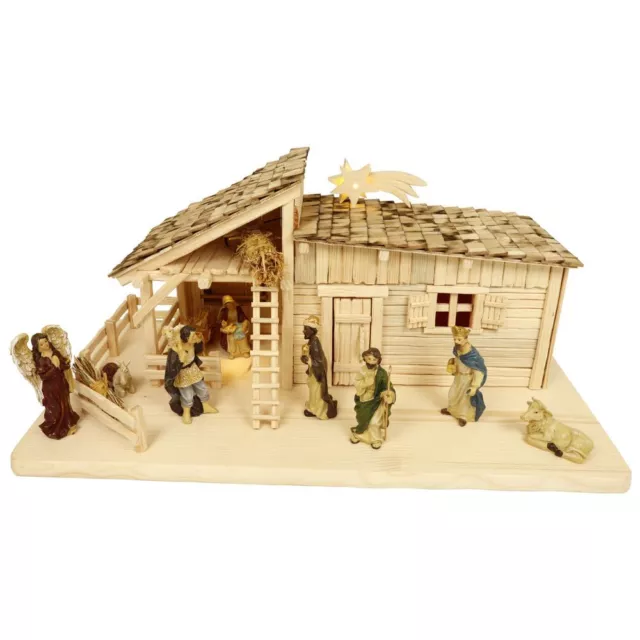 Cuna de Navidad Sonnenalm Incl. Iluminación,Figuras,Komentenstern,Batteriebo