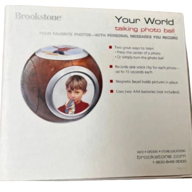 Brookstone Your World Talking Photo Ball  Faux Marble Pictures/Voice Message NIB
