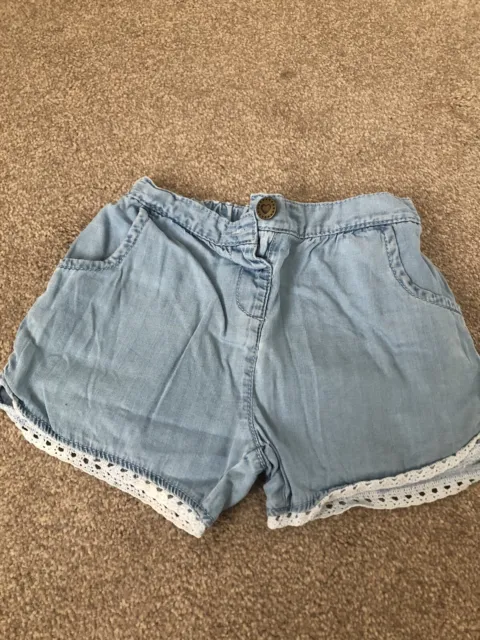 Girls Tu Pale Blue Shorts Aged 3-4 Years Good Condition
