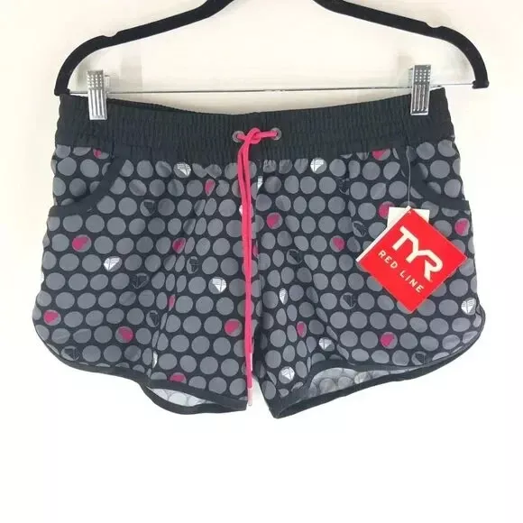 TYR Polka Dot Printed Board Shorts, Women's Size S, Grey NEW MSRP $30