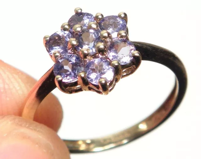 Beautiful 9ct Gold Natural Tanzanite Daisy Cluster Ring QVC 2006