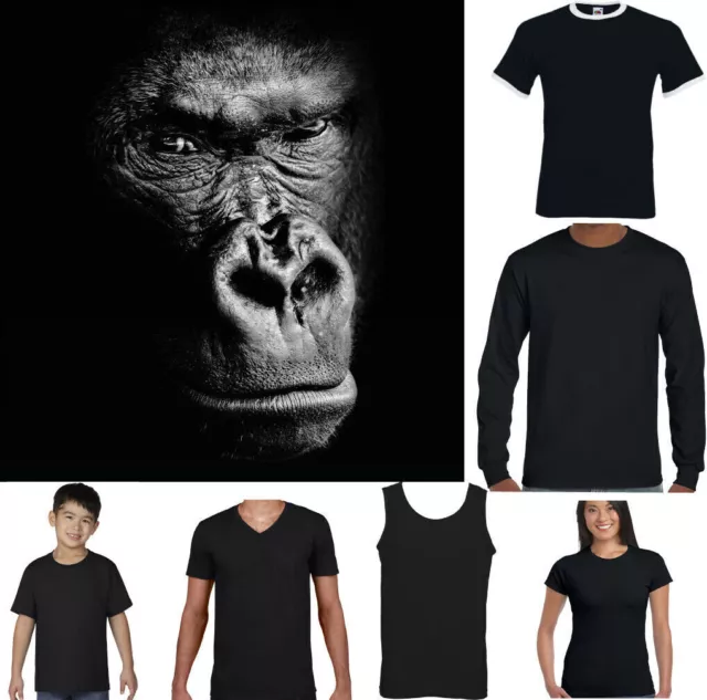 Gorilla T-Shirt Viso 3D Grande Animale Primate Scimmia Ambiente Unisex Top