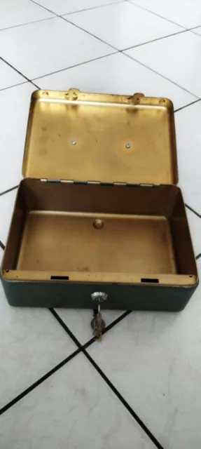 petit coffre fort portable, ancien époque 1930, avec clés 2