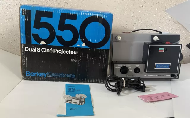 Berkey Kestone 1550 Dual 8mm Movie Film Projector W/ Box & Manual For Repair