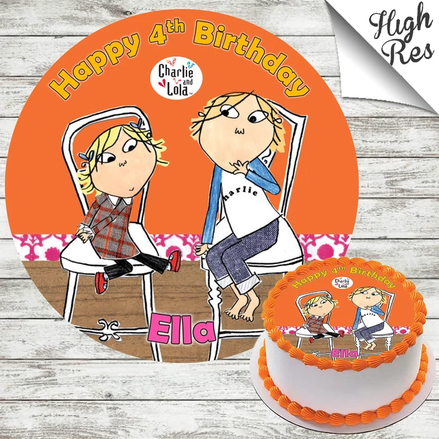 TOPPER TORTA DI Compleanno Rotondo Commestibile Charlie E Lola