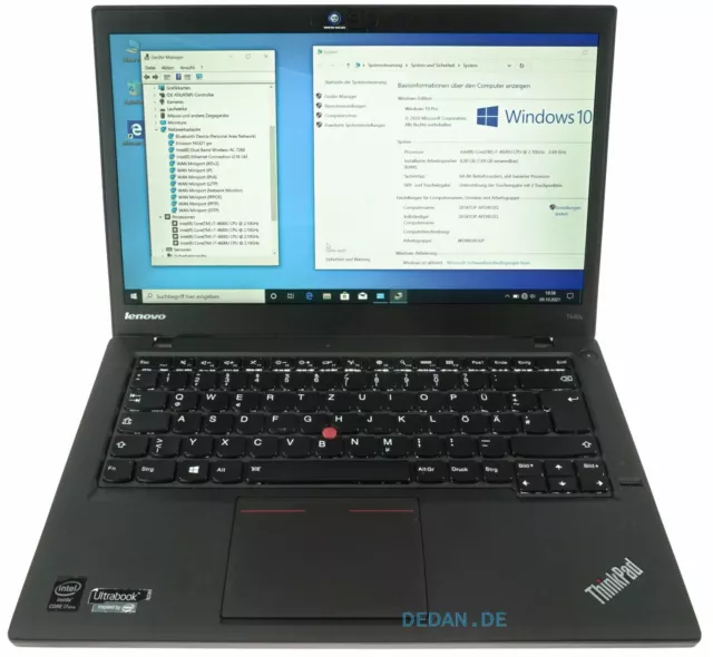 LENOVO ThinkPad T440s i7 2,1-2,7 GHz, 128 GB SSD, 8 GB RAM UMTS Backlight Win 10