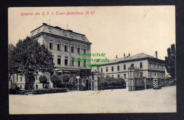 128944 AK Dresden Kaserne des K. S. 1. Train-Bataillons No. 12 1915 Brück & Sohn