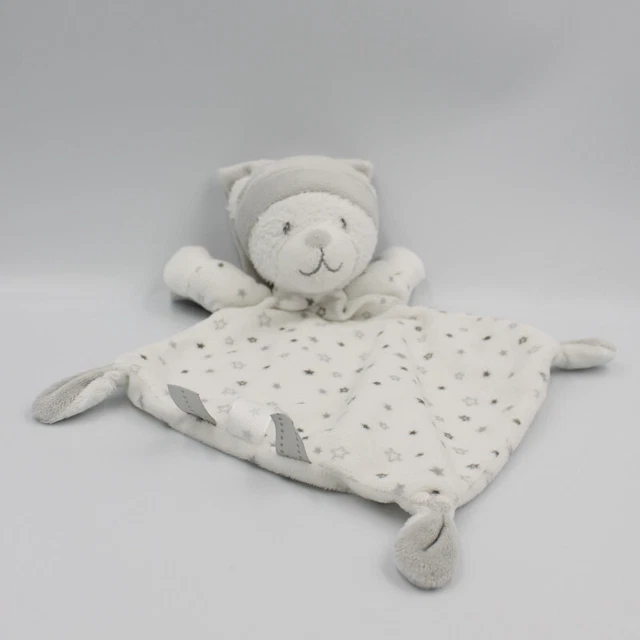 Doudou plat ours blanc gris étoiles NICOTOY SIMBA TOYS - 25603