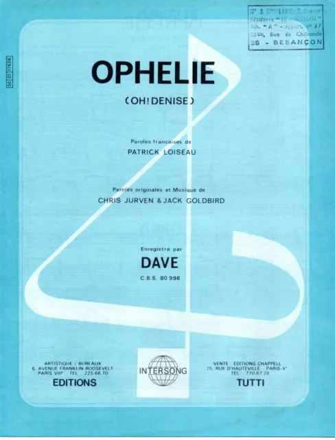 Partition GF cht orch 1976 - DAVE - Ophélie (Oh ! Denise)