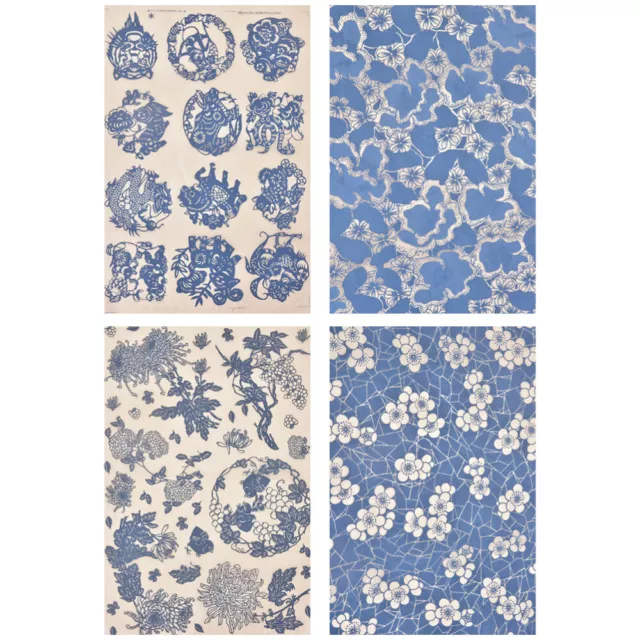 Blue & White Ceramic Decals - 4 Sheets Transfer Paper for Porcelain & Clay 2