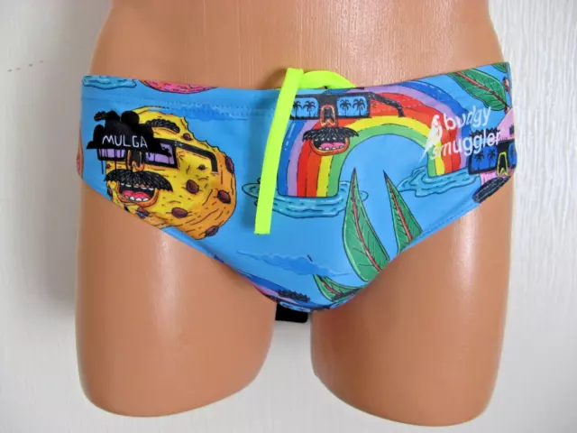 BUDGY SMUGGLER- 'ROYALES WITH CHEESE BLUE AND YELLOW' - KIDS/MENS SIZE  24/28