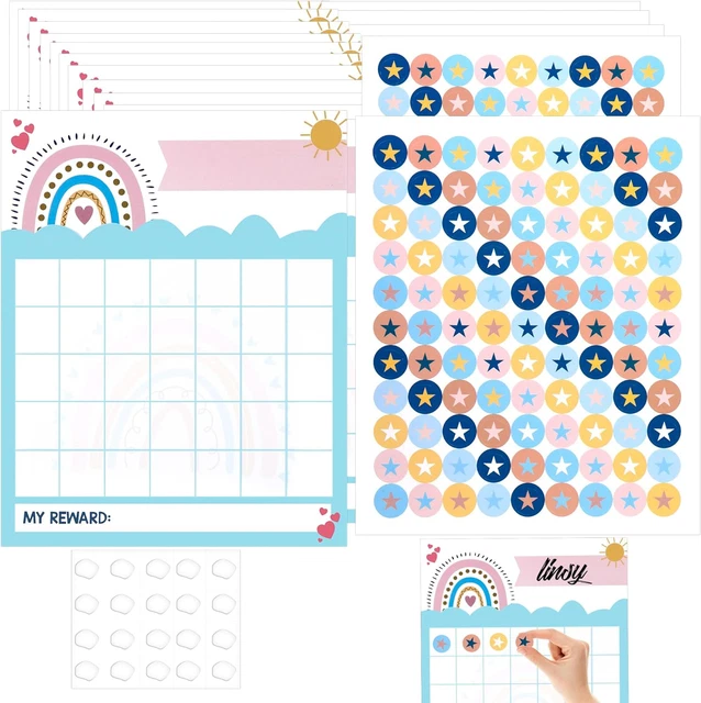 DINGFENG Belohnungstafel Kinder Dino - 10 Aufgabentafeln Mit 208 Sternen-Stickern