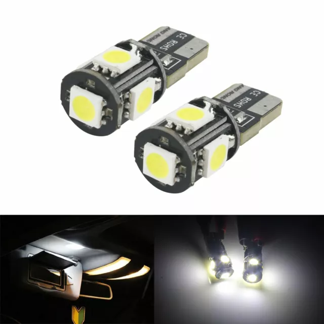 10x Ampoule LED T10 W5W 5 SMD Blanc Veilleuse Plaque Voiture Intérieur Extérieur