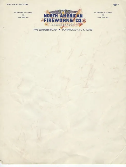 North American Fireworks Co. Schenectady, NY Letterhead